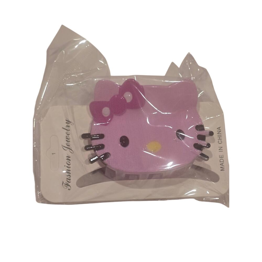 Pink Cat Character Hair Claw Clip with Bow